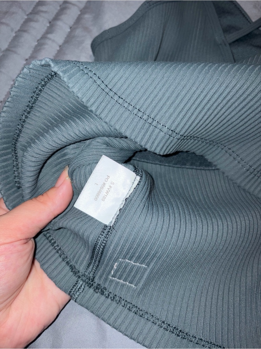Vuori size Large Ribbed Crossback Crop Tank Top - Slate Green - Picture 4 of 4